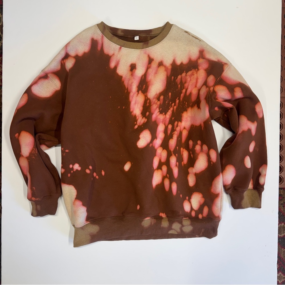 Brown and Pink Tie-Dye Crewneck Sweatshirt - Men